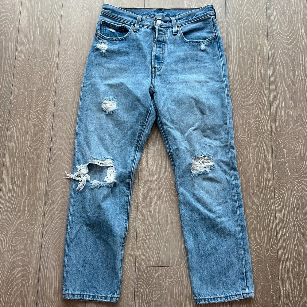 Levi's 501 Original Cropped Distressed Jeans
